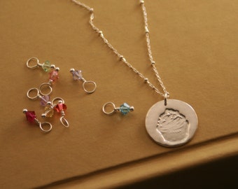 Cupcake Necklace In Fine Silver With 3 Swarovski Dangles