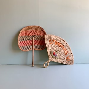 FREE SHIPPING ~ Set of 2 Vintage Woven Grass Fans