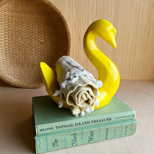 Vintage Vohann California Yellow Ceramic Swan Towel Holder