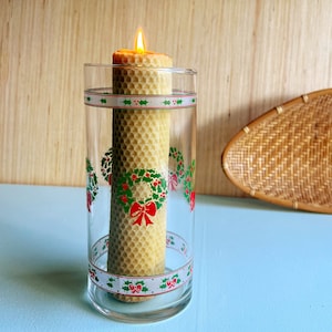 FREE SHIPPING ~ Vintage 80&#39;s Glass Christmas Canister Vase/Candle Holder