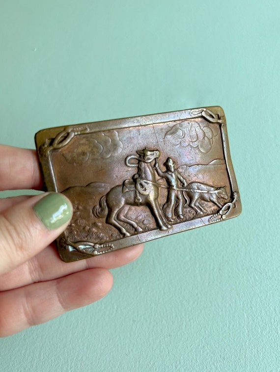 FREE SHIPPING ~ Vintage Brass and Copper Cowboy B… - image 3