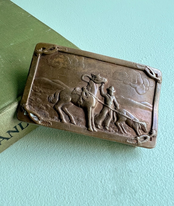 Vintage Brass & Copper Cowboy Belt Buckle