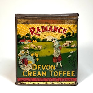 Vintage Toffee Tin, Radiance Tin, Devon Cream Toffee Tin, Vintage Candy Tin