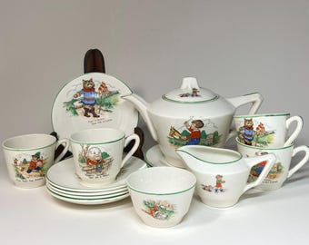 Vintage Nursery Rhyme Tea Set: Made in England Children's Dishes