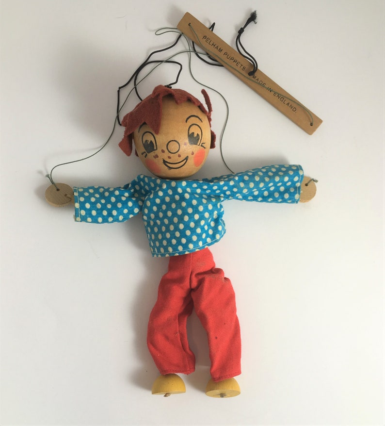 Vintage Pair of Pelham Puppets in Original Box Little Boy and Little Girl
