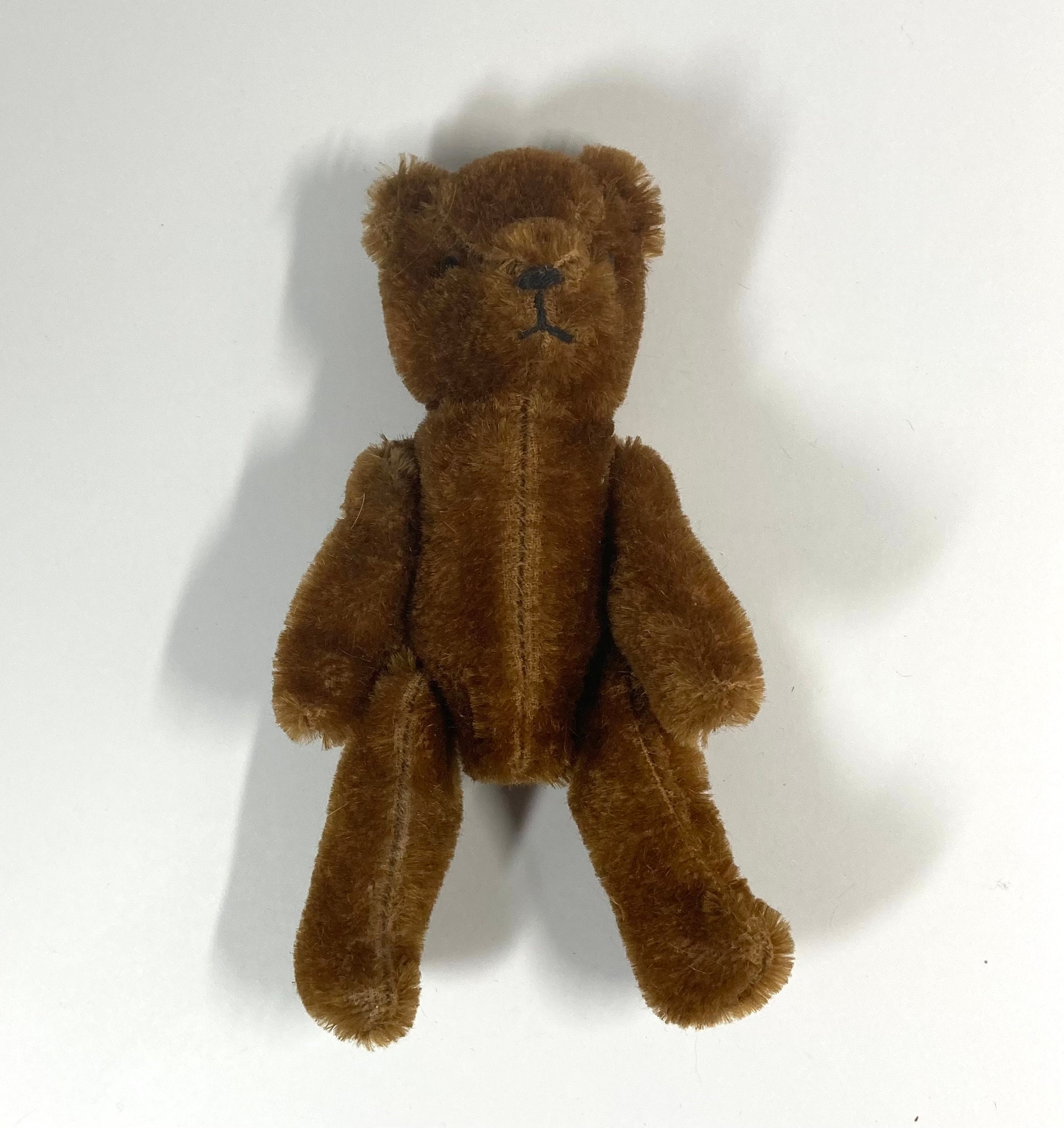 Small Vintage Mohair Teddy Bear With Articulated Arms and Legs, Glass ...