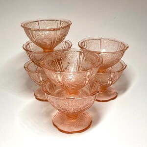 Vintage Pink Depression Glass Sherbet Dish in Jeannette Cherry