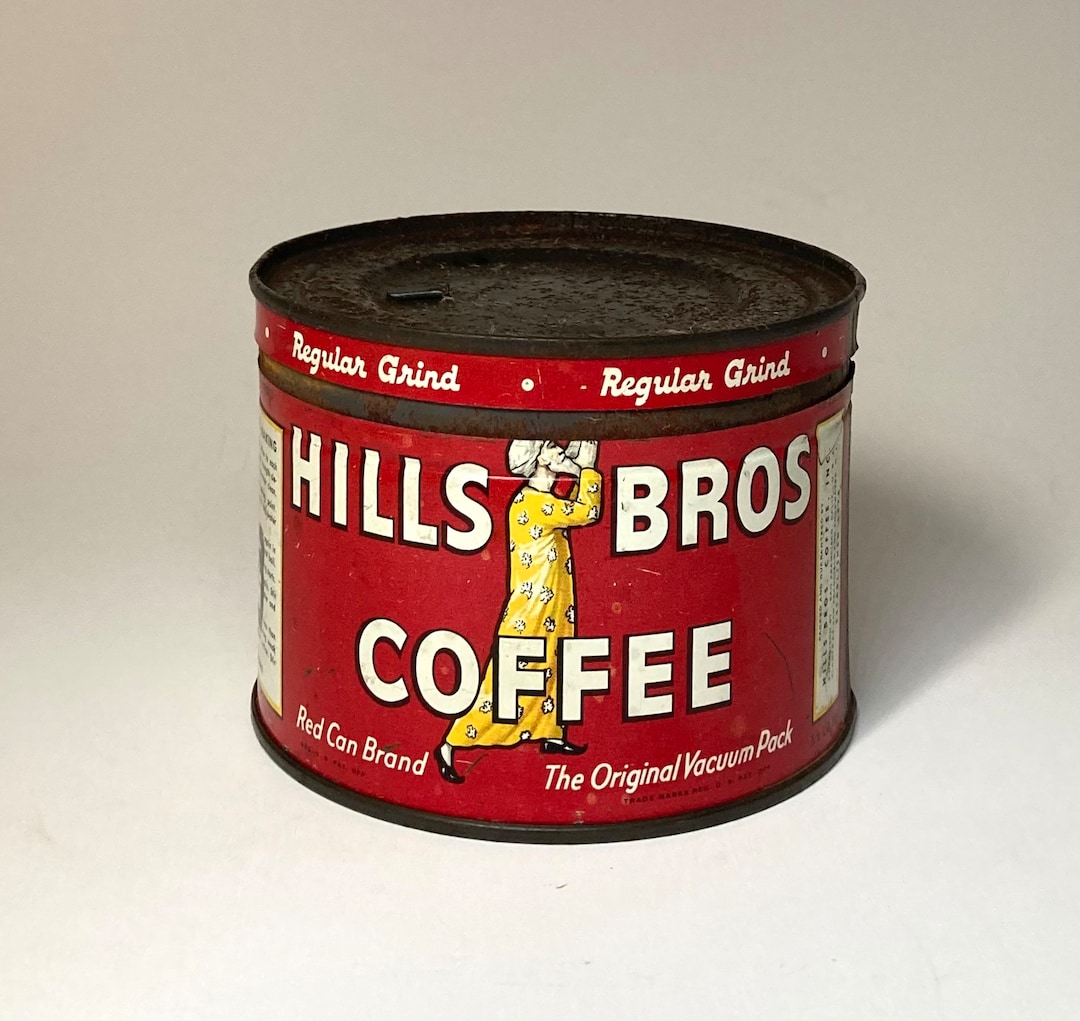 Vintage Hills Brothers Coffee Tin, Hills Bros Coffee Tin, Half Pound Coffee Tin Etsy