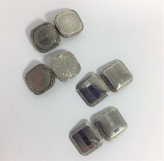Two Pair of Art Deco 10K White Gold Cuff Links