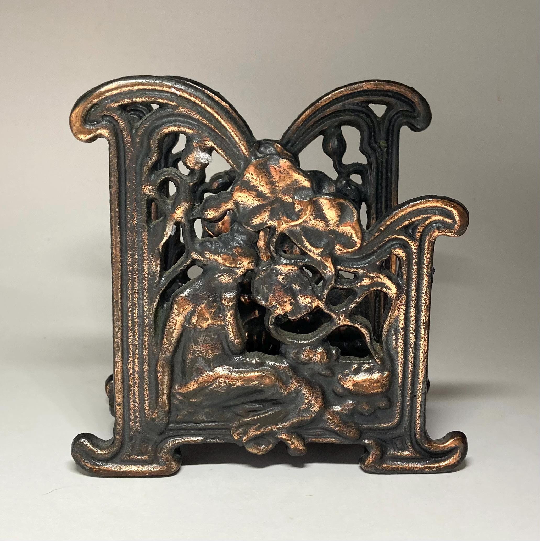 Vintage Metal Art Nouveau Letter Holder With Copper Finish - Etsy