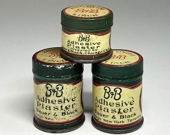 Group of Three Vintage B & B Plaster Adhesive Tins