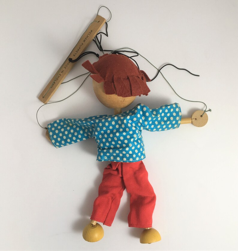Vintage Pair of Pelham Puppets in Original Box Little Boy and Little Girl