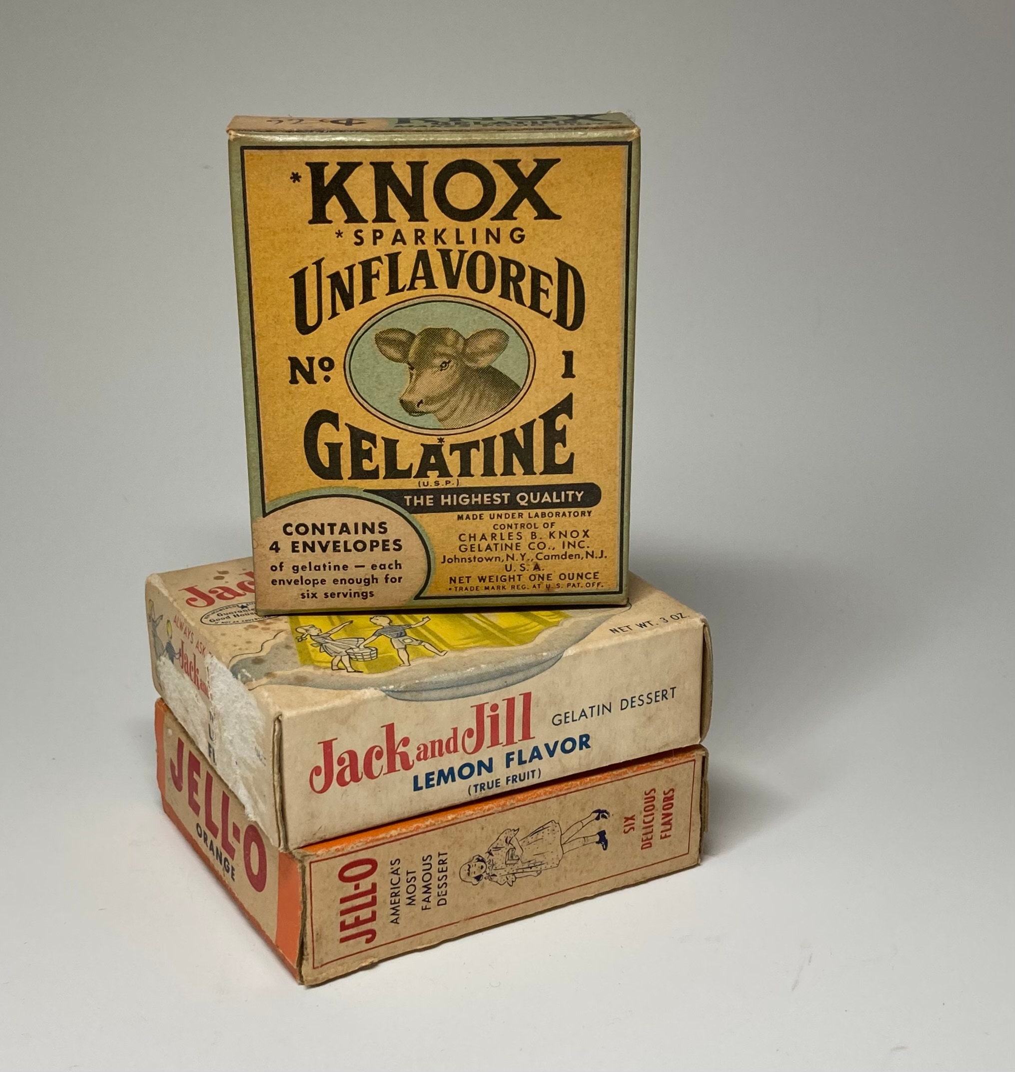 Vintage Gelatin Boxes: Jell-o, Jack & Jill, Knox - Set of 3 - Etsy
