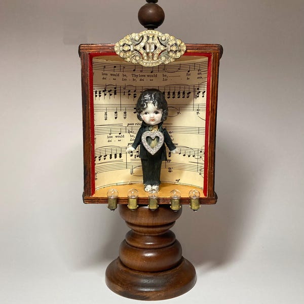 Vintage Assemblage Art Titled “Maestro!” Musical Assemblage