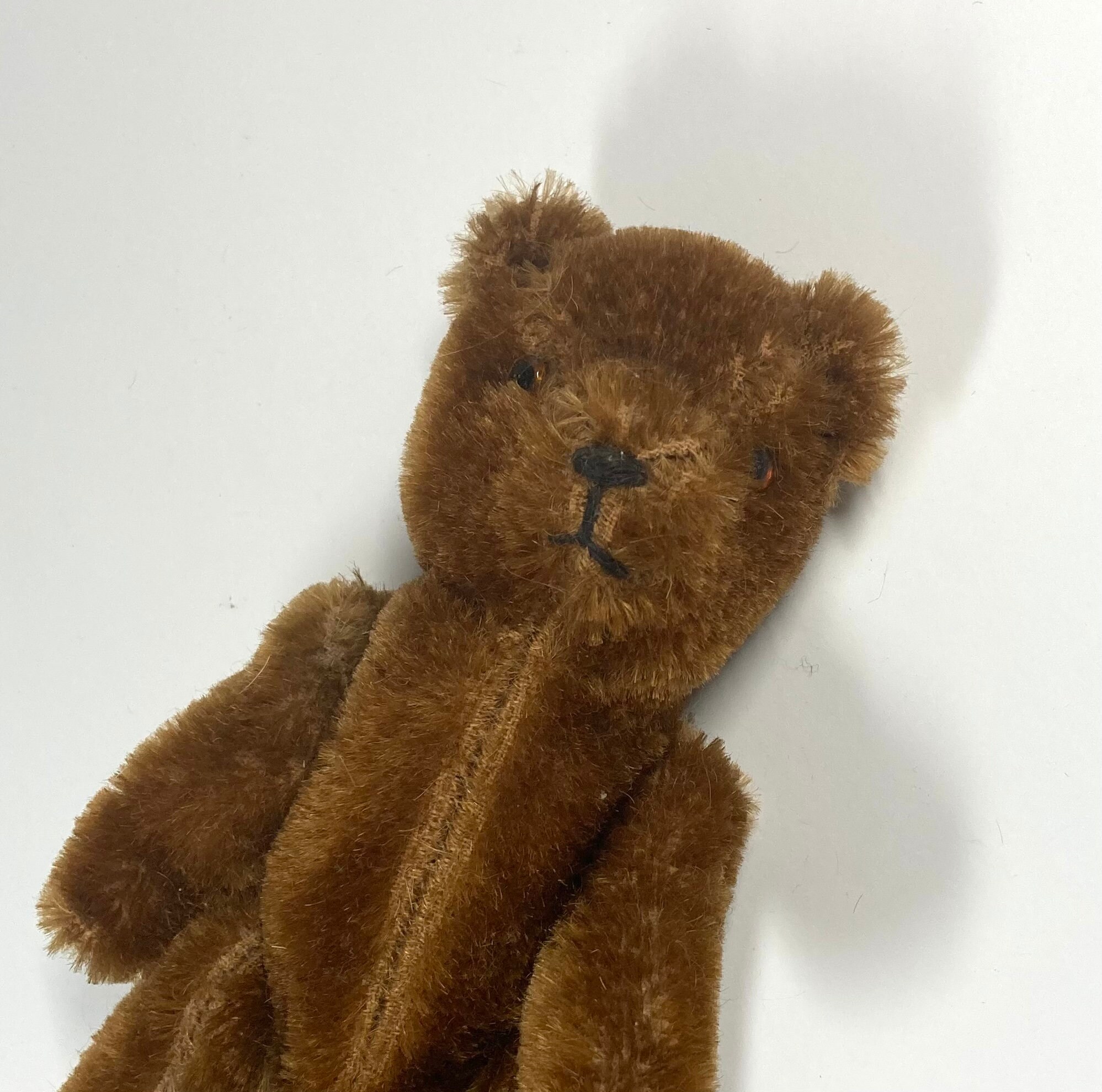Small Vintage Mohair Teddy Bear With Articulated Arms and Legs, Glass ...