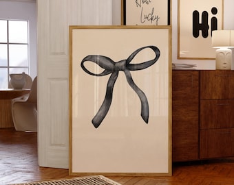 Black Bow Print, decoración de habitación coqueta, cartel de Dark Coquette, arte de pared estético Preppy, decoración minimalista de habitación para adolescentes, decoración de apartamentos universitarios