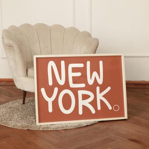 Art de la ville de New York, affiche typographique vintage, impression horizontale tendance, art mural rétro NYC, esthétique d'appartement, décoration de dortoir, téléchargement numérique