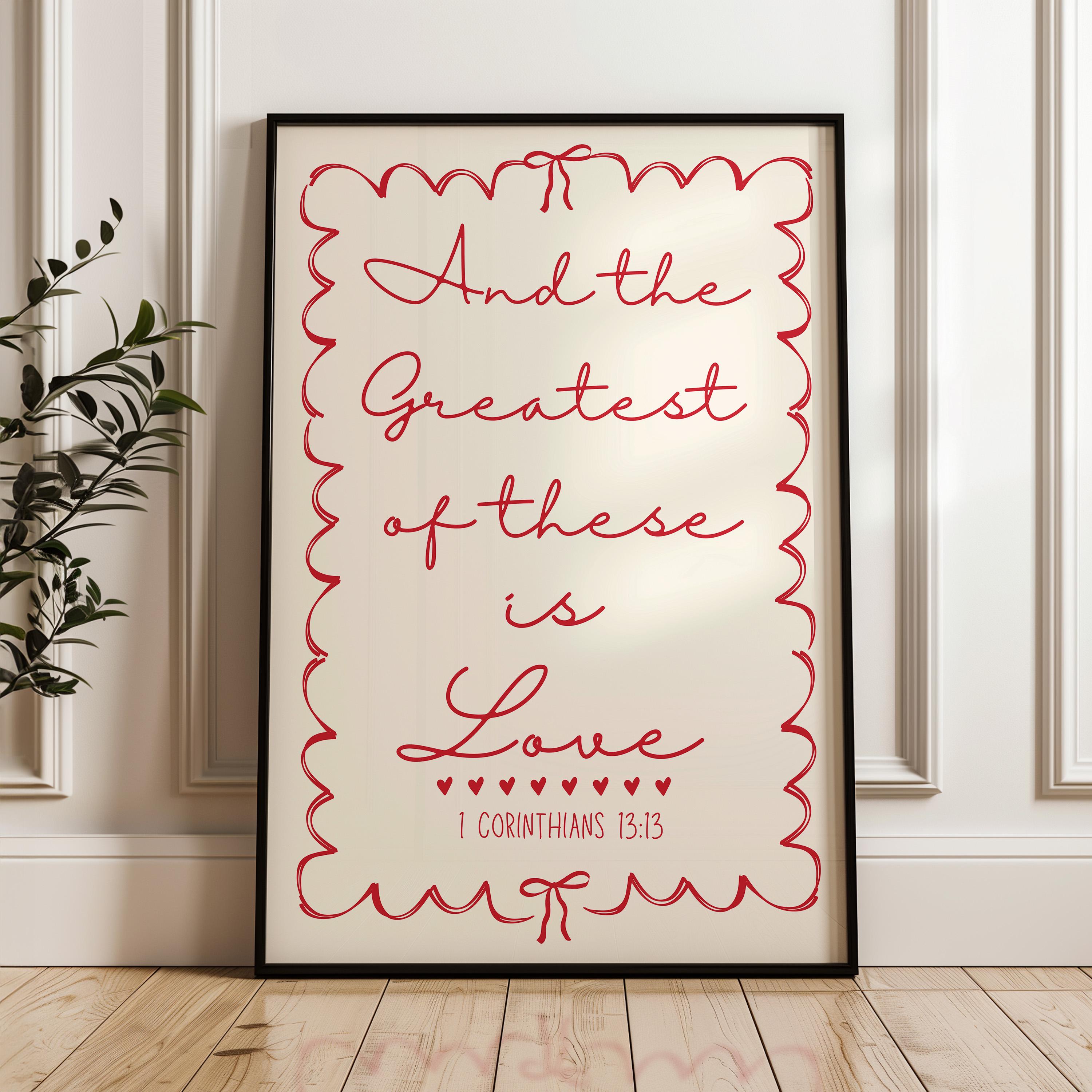 1 Corinthians 13 Christian Wedding Print, the Greatest of These is Love ...