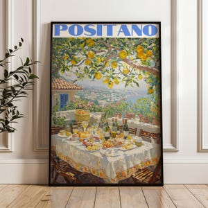Italian Coast Positano Printable DIGITAL Wall Art, Italy Cinque Terre Wall Art Painting, Italian Amalfi Home Decor Gift, Dolce Far Niente