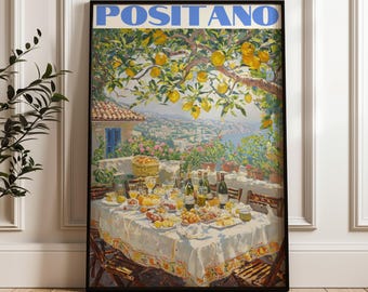 Italiaanse kust Positano afdrukbare digitale kunst aan de muur, Italië Cinque Terre muur kunst schilderij, Italiaanse Amalfi Home decor cadeau, Dolce Far Niente