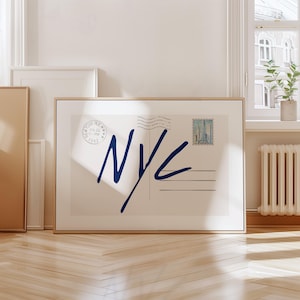 Art de la ville de New York, affiche de carte postale vintage, impression horizontale tendance, art mural NYC rétro, esthétique d'appartement, décoration de dortoir, téléchargement numérique