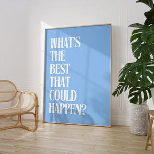 Motivational Quote Wall Print, Blue Preppy Printable Dorm Room Art, Trendy Wall Art, Typography Poster, Printable Wall Art, Digital Download