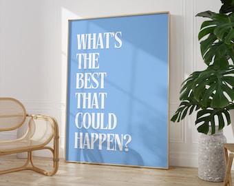 Motievencitaat muurafdruk, blauwe preppy afdrukbare slaapzaalkunst, trendy muurkunst, typografie poster, afdrukbare muurkunst, digitale download
