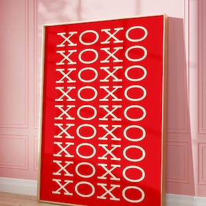 XOXO Wydruk Walentynkowy, Wydrukowany Plakat na Bar Cart Galentine, Dekoracja Wieczór Panieński, Sztuka Ścienna Prysznicowa, Cyfrowa Sztuka Walentynkowa Miłość