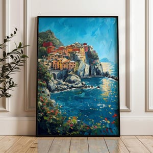 Italian Coast Al Fresco Printable DIGITAL Wall Art, Italy Cinque Terre Wall Art Painting, Italian Amalfi Home Decor Gift, Dolce Far Niente