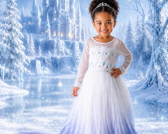 Vestido de princesa inspirado en Elsa, vestido de Elsa, vestido de princesa, disfraz de Elsa, vestido de cumpleaños de Elsa, disfraz de Frozen 2, vestido de Elsa de Disney