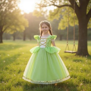 Tiana inspired princess costume dress, Tiana princess dress, Tiana princess costume, Costume of princess and the frog, Princess Tiana dress