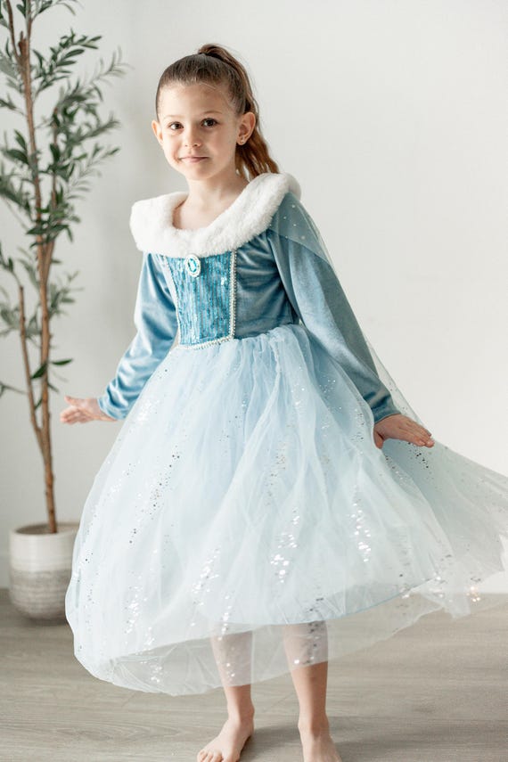 women's light blue winter princess dress Snow Princess Dress – Blu Moon Design