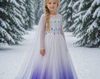 Elsa Dress - Frozen Inspired Princess Costume With Glitter Cape - Etsy