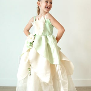 Tiana inspired princess costume dress, Tiana princess dress, Tiana princess costume, Costume of princess and the frog, Princess Tiana dress