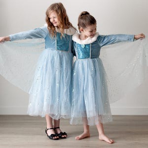 Elsa inspiriertes Prinzessinnenkleid, blaues Winterprinzessinnenkleid, Winterprinzessinkostümkleid, blaues Prinzessinnenkostüm-Kostümset, Geburtstagsfeier