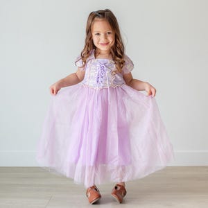 Robe de princesse inspirée de Raiponce, robe de princesse violette et rose, robe de costume de Raiponce, ensemble de costume de princesse de Raiponce, inspiré de Disney