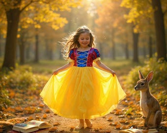 Snow White Princess Dress, Snow White disney costume, Snowwhite birthday dress, Princess dress up, birthday dress, gift for girls