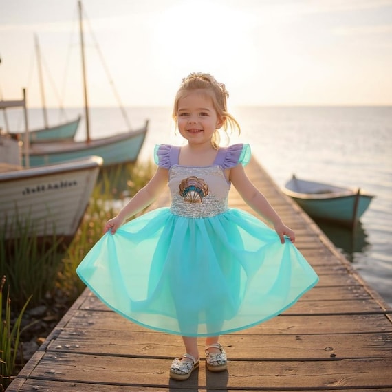 mermaid princess dress up mermaid inspired princess dress, Pink and blue princess Dress up, mermaid Costume dress, mermaid princess Dress Costume Set, Birthday Party
