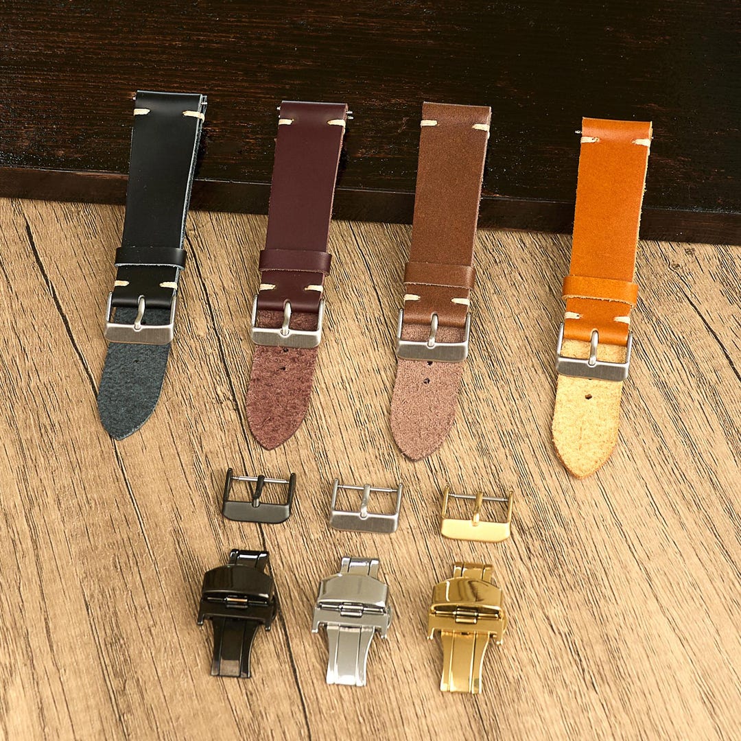 Flat Leather Watch Band & Strap, Handmade Leather Strap for Watch