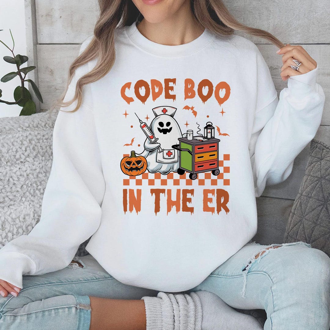 Haunted Er Code Boo in the ER Png, ER Nurse Halloween Png, Ghost ER Nurse Png ...