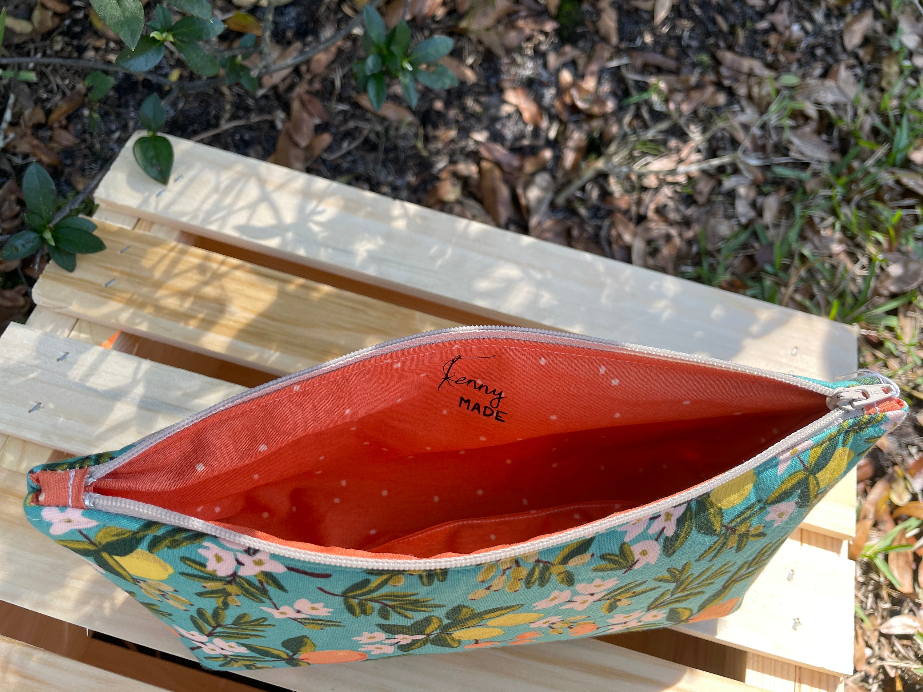 Rifle Paper Co. Teal Citrus Penny Handmade Pencil Pouch Rifle Paper Co. Teal Citrus Penny Handmade Pencil Pouch