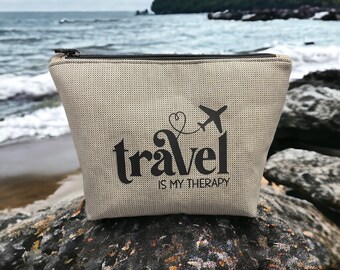 Travel Is My Therapy Medium Sized Cosmetic Bag