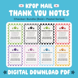 印刷可能 ~ Kpop フォトカード トレード/セール/GO サンキューノート [チェッカーバンドル (ボールド + パステルシリーズ)]