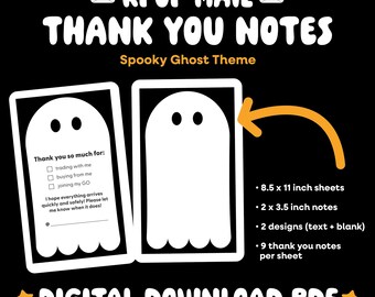 PRINTABLE ~ Kpop Photocard Trade/Sale/GOs Thank You Notes - Spooky Halloween Ghost