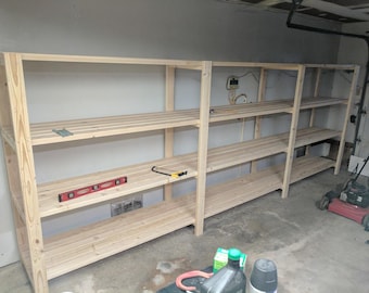 DIY Garage Shelf Plans: Sturdy 2x8 ft Wooden Shelving Organizer (PDF Download