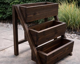 Tiered Wooden Planter Stand Build Plans: DIY Garden Potting (PDF Plan)