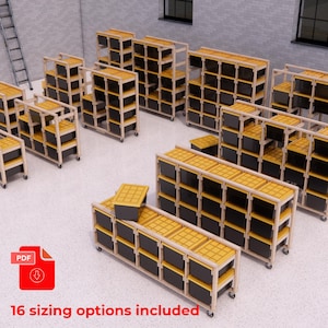 27 Gallon Tote Storage Rack Plans in Multiple Size Options, Garage Shelves Plans, PDF Download, Garage Organizer Build Plans, Tote Rack Plan