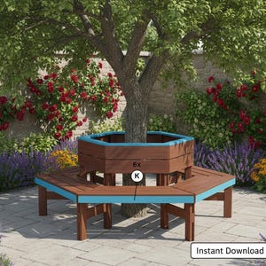 Plano de banco de árbol: Asiento envolvente para jardín (Descarga PDF)