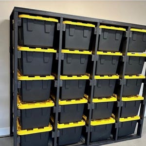 Wood Tote Storage and 27 Gallon DIY Rack Plans with Tote Set, Mobile Garage Basement Tote Storage Rack Plans, Woodworking Plans Simple DIY