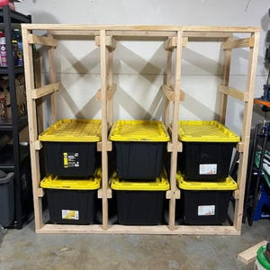 27 Gallon Tote Storage Rack Plans in Multiple Size Options, Garage Shelves Plans, PDF Download, Garage Organizer Build Plans, Tote Rack Plan